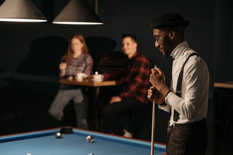 Card game tournament with players at a table